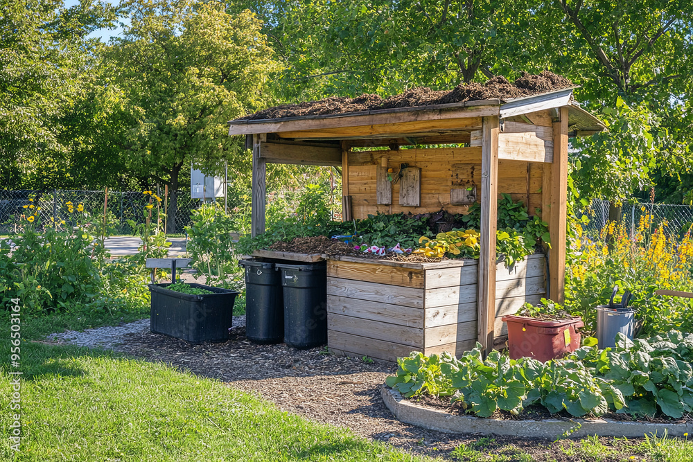 Fototapeta premium Composting station in a community garden