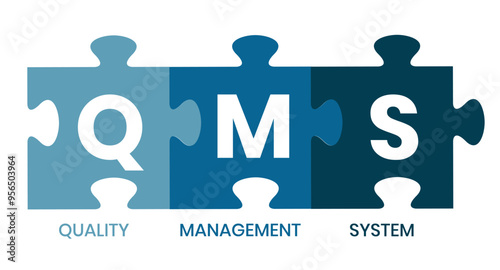 QMS - Quality Management System acronym. Business concept background. Vector illustration with keywords and icons. lettering illustration with icons for banner, flyer, landing page