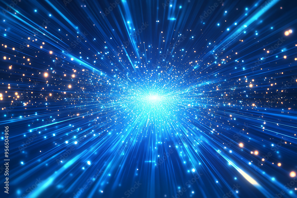 Dynamic abstract image of vibrant light trails and colorful particles converging towards a bright center, symbolizing speed and energy Dynamic abstract image of vibrant light trails and colorful particles converging towards a bright center, symbolizing speed and energy