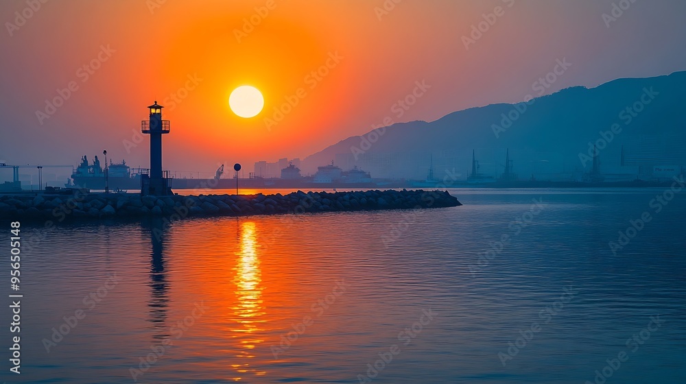 Sea Sunrise at Kangyang Port Ulsan Korea : Generative AI Sea Sunrise at Kangyang Port Ulsan Korea : Generative AI