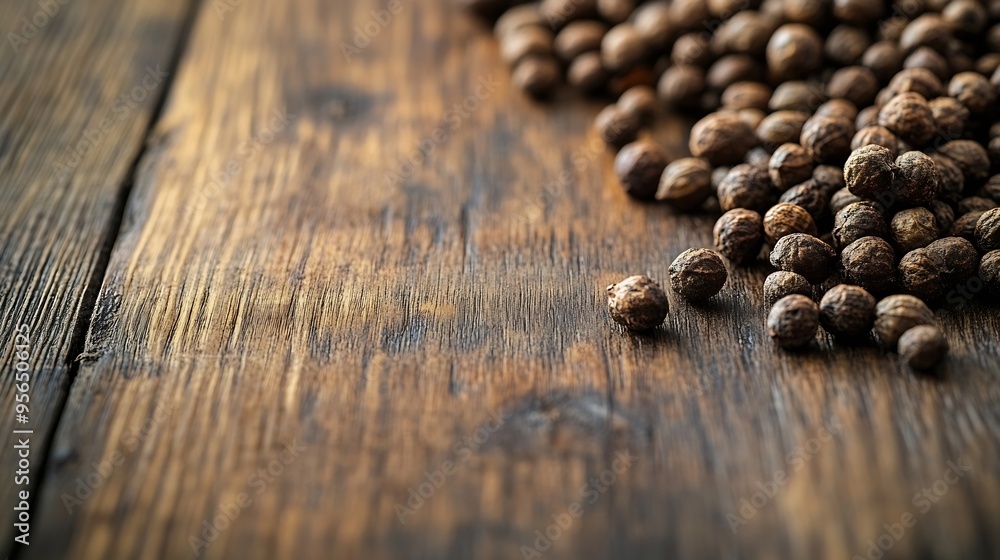 Juniper tree seeds on a wooden floor : Generative AI