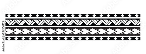 Polynesian tattoo tribal band design. Samoan tattoo tribal ornament border.
 Decorative seamless pattern.