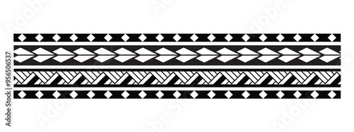 Polynesian tattoo tribal band design. Samoan tattoo tribal ornament border.
 Decorative seamless pattern.