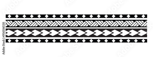 Polynesian tattoo tribal band design. Samoan tattoo tribal ornament border.
 Decorative seamless pattern.