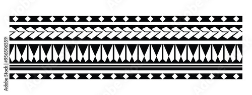 Polynesian tattoo tribal band design. Samoan tattoo tribal ornament border.
 Decorative seamless pattern.