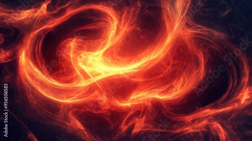 Abstract pattern of swirling flames creating a mesmerizing, dynamic visual effect on a dark background