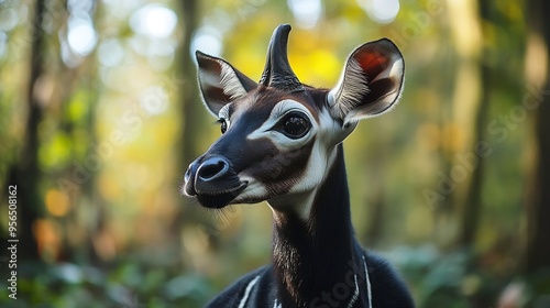 The Southern Okapi is a fascinating and lesserknown subspecies of the Okapi a unique forestdwelling mammal native to the dense rainforests of the Democratic Republic of Congo Unlike it : Generative AI photo