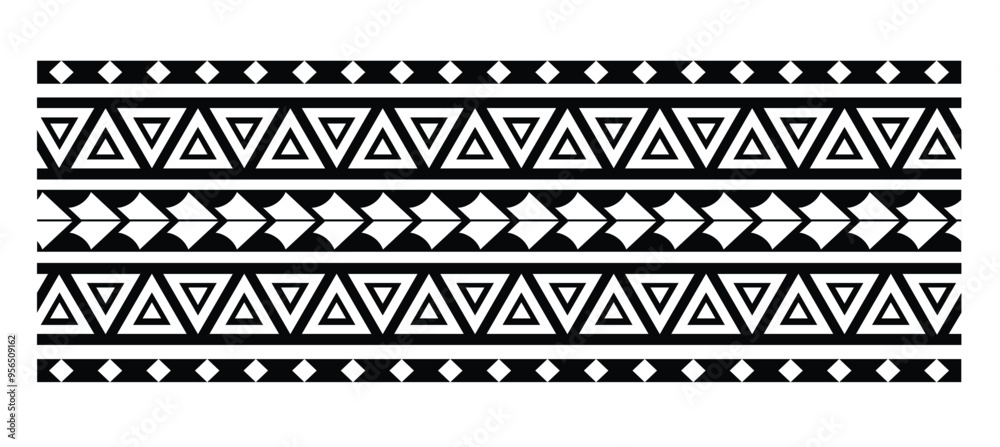 Polynesian tattoo tribal band design. Samoan tattoo tribal ornament border.
 Decorative seamless pattern.
