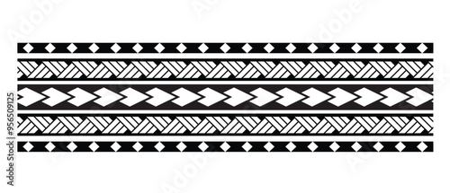 Polynesian tattoo tribal band design. Samoan tattoo tribal ornament border.
 Decorative seamless pattern.