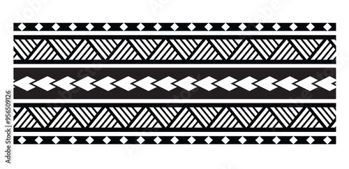 Polynesian tattoo tribal band design. Samoan tattoo tribal ornament border.
 Decorative seamless pattern.