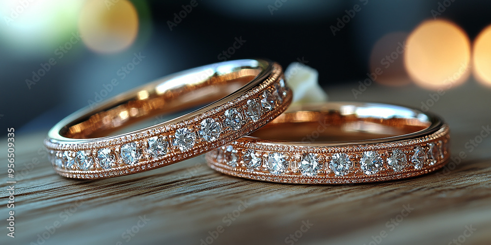 Elegant wedding rings lying side by side Elegant wedding rings lying side by side