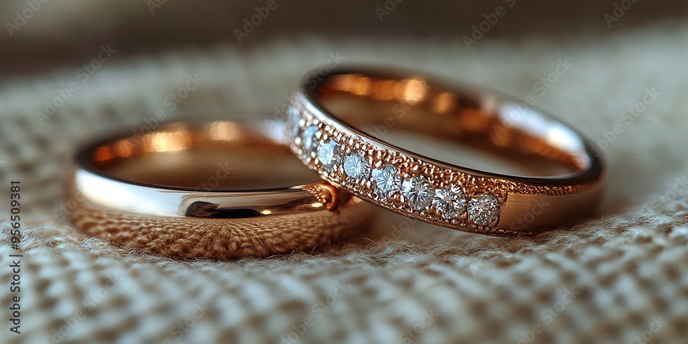 Elegant wedding rings lying side by side Elegant wedding rings lying side by side