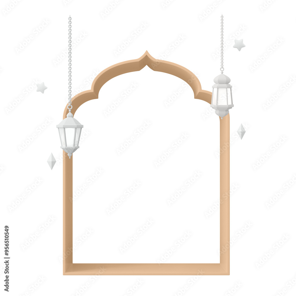 Arched frame png 3D clipart, hanging lanterns on transparent background Arched frame png 3D clipart, hanging lanterns on transparent background