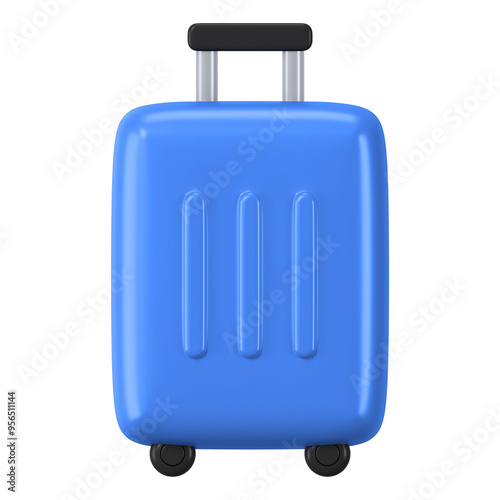 Blue luggage png sticker, travel accessory 3D cartoon transparent background photo