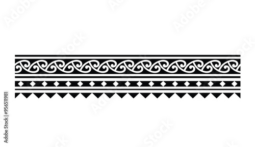 Polynesian tattoo tribal band design. Samoan tattoo tribal ornament border.
 Decorative seamless pattern.
