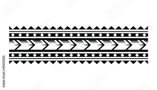 Polynesian tattoo tribal band design. Samoan tattoo tribal ornament border.
 Decorative seamless pattern.
