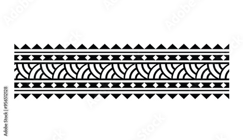 Polynesian tattoo tribal band design. Samoan tattoo tribal ornament border.
 Decorative seamless pattern.