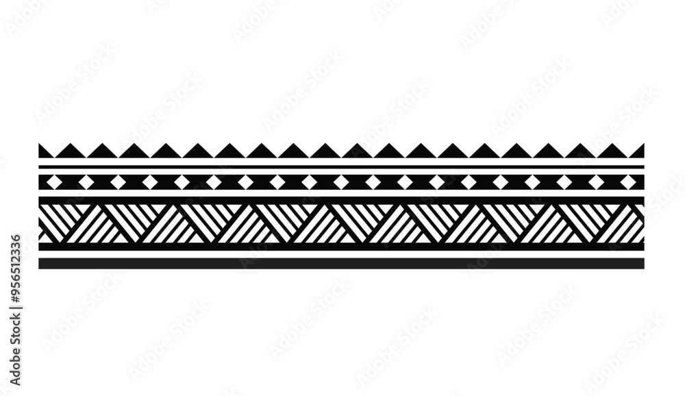 Polynesian tattoo tribal band design. Samoan tattoo tribal ornament border.
Decorative seamless pattern. Polynesian tattoo tribal band design. Samoan tattoo tribal ornament border.
Decorative seamless pattern.