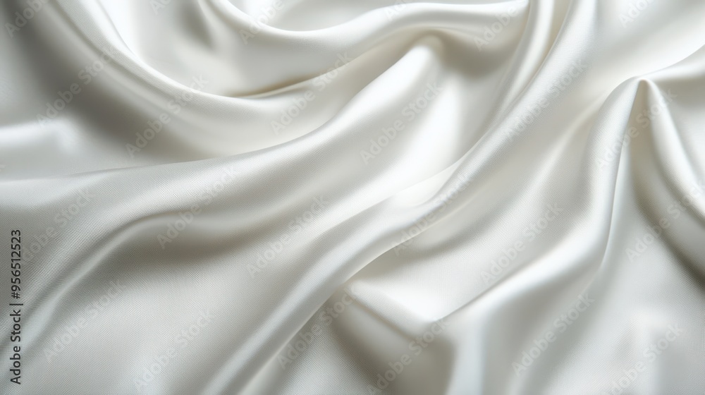 Soft white satin fabric draped elegantly on a table Soft white satin fabric draped elegantly on a table
