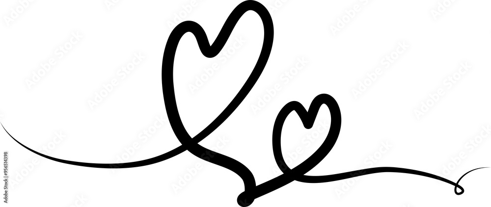 Heart continuous line drawing. Decorative design Heart continuous line drawing. Decorative design