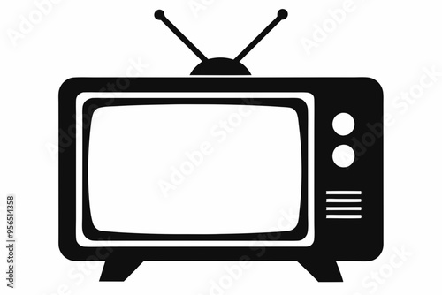 tv vector silhouette, Black television icon, television silhouette vector illustration