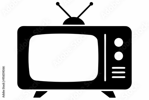 tv vector silhouette, Black television icon, television silhouette vector illustration