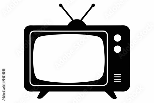 television silhouette vector, tv icon symbol	
