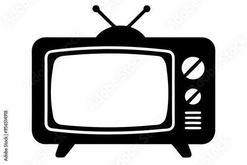 television silhouette vector, tv icon symbol	
