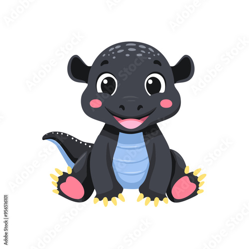 Komodo Cute Small Cartoon Baby Animal Character
