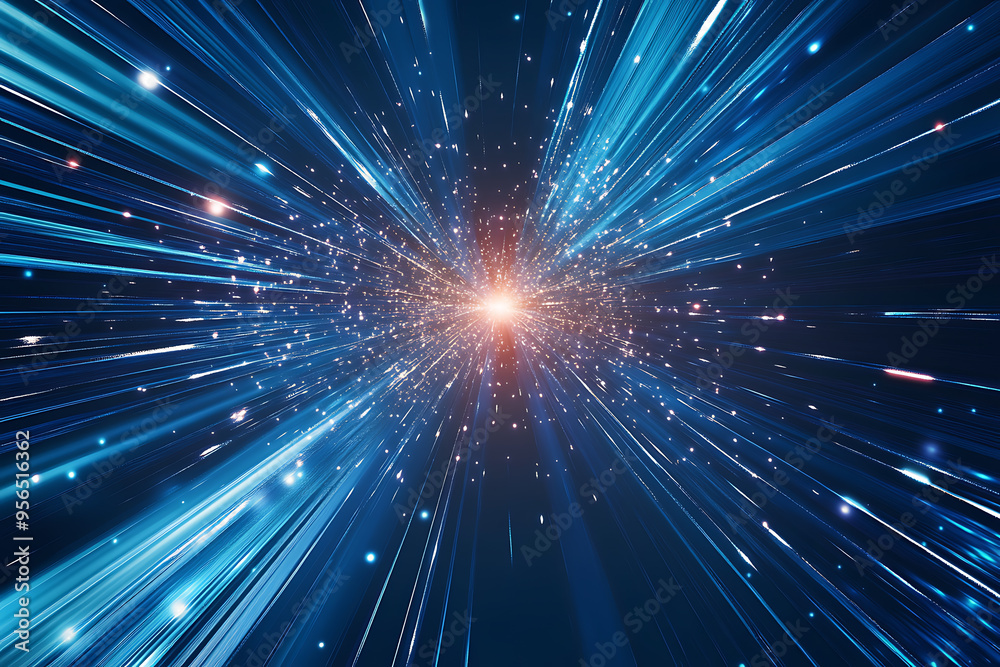 Dynamic abstract image of vibrant light trails and colorful particles converging towards a bright center, symbolizing speed and energy Dynamic abstract image of vibrant light trails and colorful particles converging towards a bright center, symbolizing speed and energy
