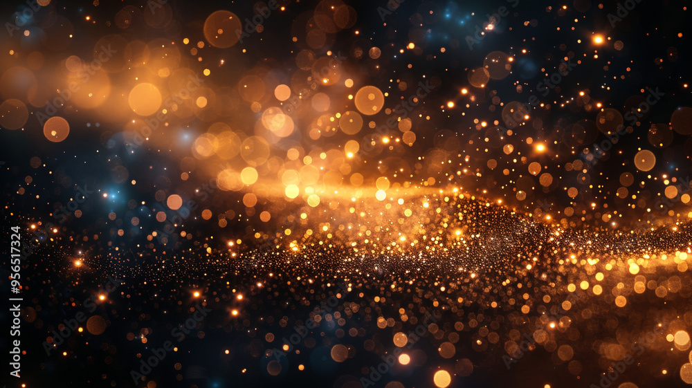 Dark background with gold glitter close-up Dark background with gold glitter close-up