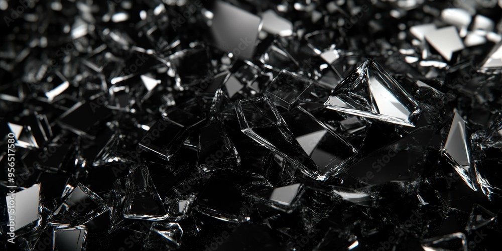 Black and white fragmented glass. Black and white fragmented glass.