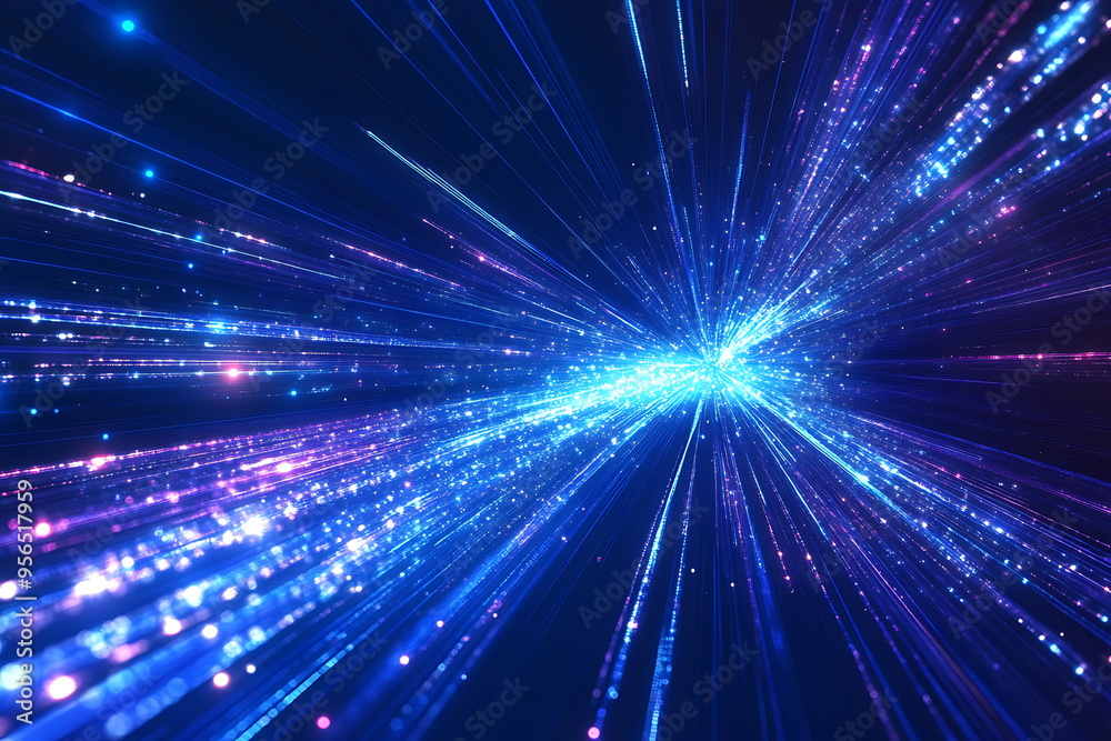 Dynamic abstract image of vibrant light trails and colorful particles converging towards a bright center, symbolizing speed and energy Dynamic abstract image of vibrant light trails and colorful particles converging towards a bright center, symbolizing speed and energy