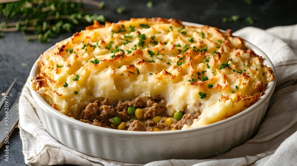 Delicious homemade shepherd's pie with golden mashed potato topping