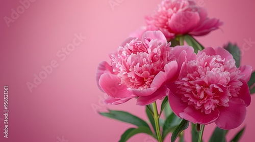 Peonies on Bright Pink Background