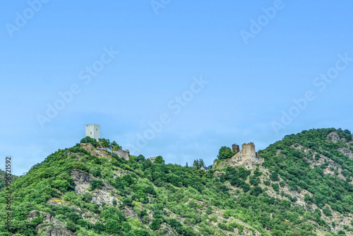 Castle Sterrenberg and Liebenstein - the 'enemies' -  near Kamp-Bornhofen on the Rhine River, Germany photo