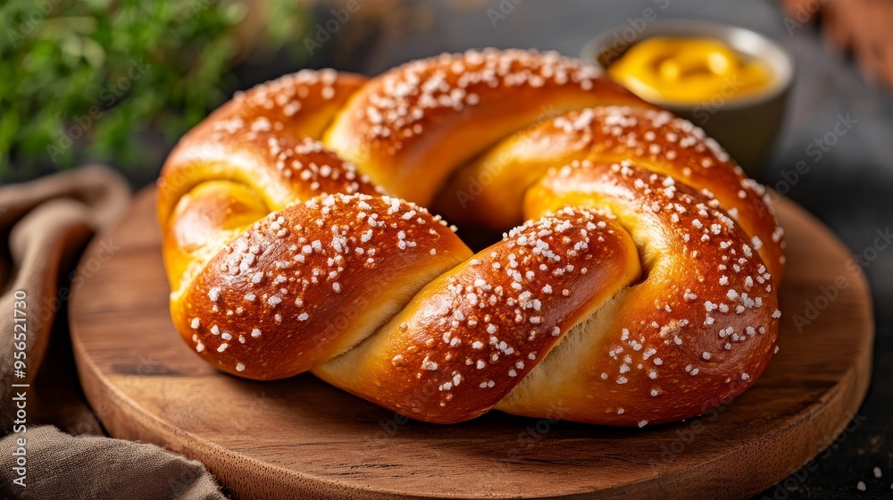 Golden Bavarian Pretzel with Sea Salt and Spicy Mustard Golden Bavarian Pretzel with Sea Salt and Spicy Mustard