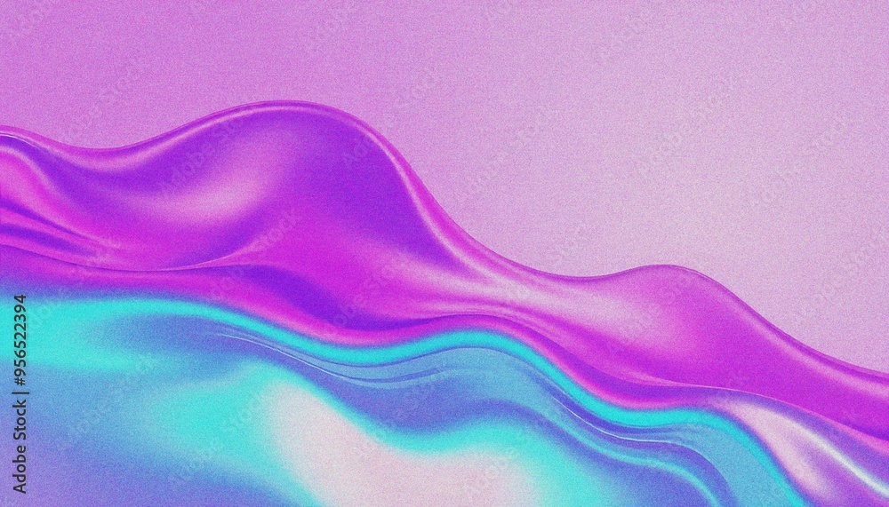 Colorful Iridescent holographic Wave fluid Pattern background, with grainy noise effect texture abstract purple and blue fluid shapes against a light background Colorful Iridescent holographic Wave fluid Pattern background, with grainy noise effect texture abstract purple and blue fluid shapes against a light background