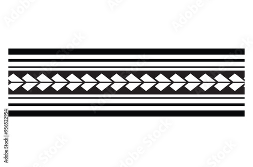 Polynesian tattoo tribal band design. Samoan tattoo tribal ornament border.
 Decorative seamless pattern.