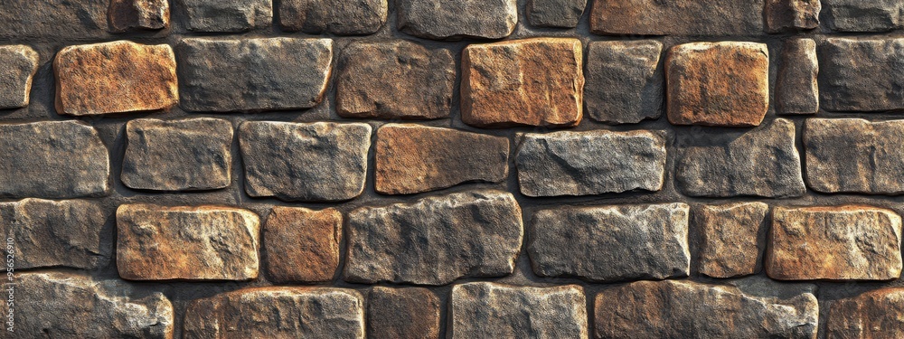 3D rendering of a stone brick wall background 3D rendering of a stone brick wall background