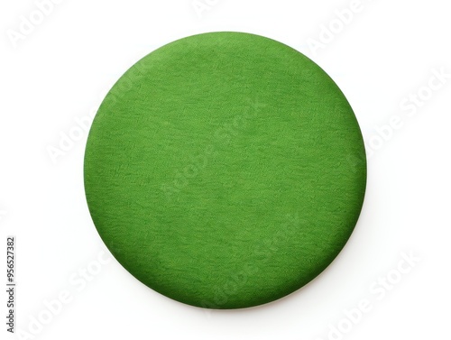 Green round big circle isolated on white background, flat lay