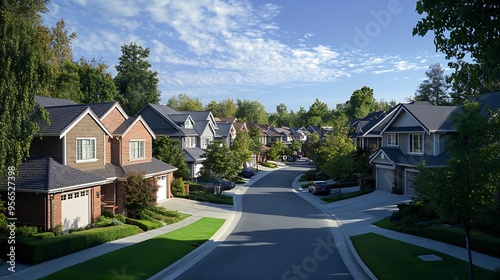 comfortable neighborhood suburban house architecture architecture concept property in neighborhood suburban design residence architecture Residential neighborhood subdivision mansion h : Generative AI