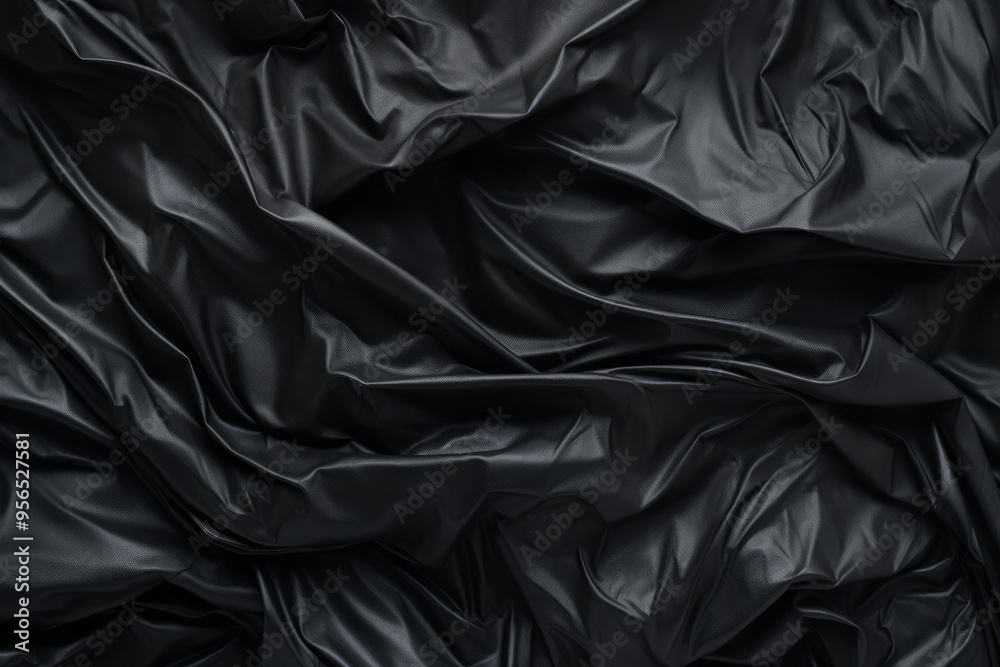 Fototapeta premium Processed collage of black cellophane garbage bag texture. Background for banner, backdrop