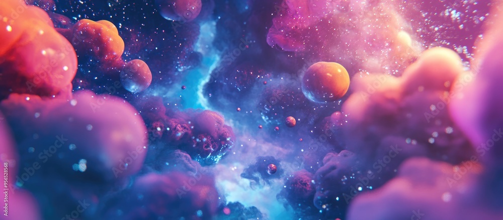 3D cartoon depiction of a universe brimming with stars nebulae and galaxies 3D cartoon depiction of a universe brimming with stars nebulae and galaxies