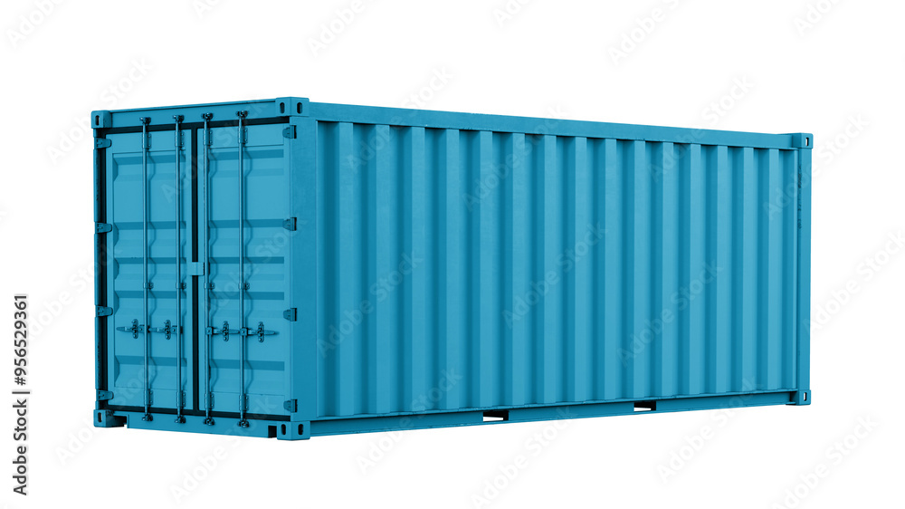 Teal shipping container png sticker, 3D cargo on transparent background Teal shipping container png sticker, 3D cargo on transparent background
