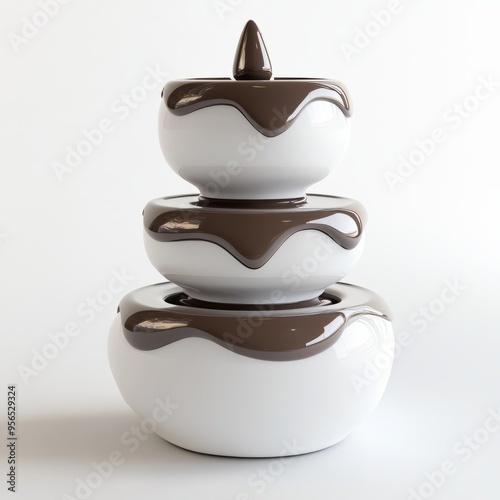 Cute Chocolate Fountain: Pastel White & Silver 3D Model
