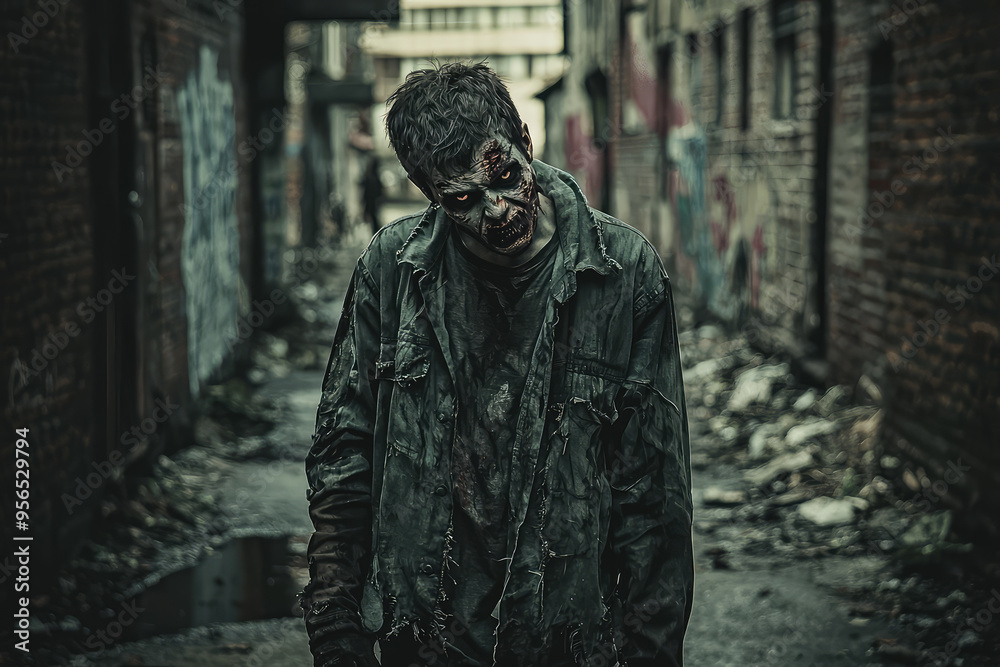 A Rotting Soul Walks the Desolate Alley, a Grim Reminder of a World Lost. A Rotting Soul Walks the Desolate Alley, a Grim Reminder of a World Lost.