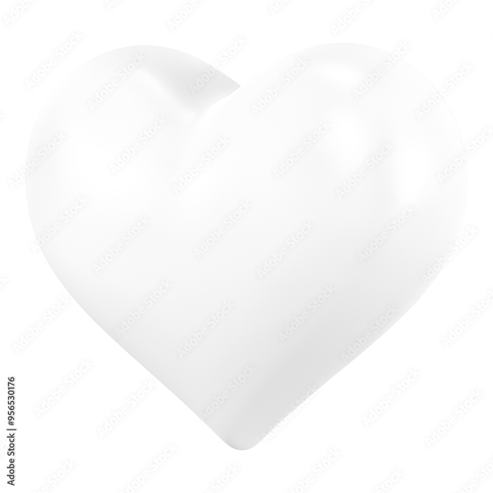 White heart png 3D element, transparent background White heart png 3D element, transparent background