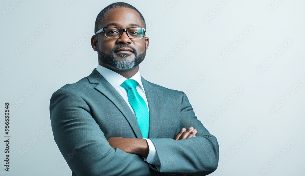 Confident Executive with Folded Arms on White Background Confident Executive with Folded Arms on White Background