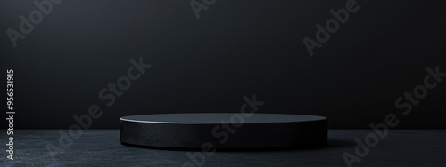 Wallpaper Mural Contemporary black form on a dark backdrop Vacant platform for product presentation Box pedestal 3D rendered image Torontodigital.ca